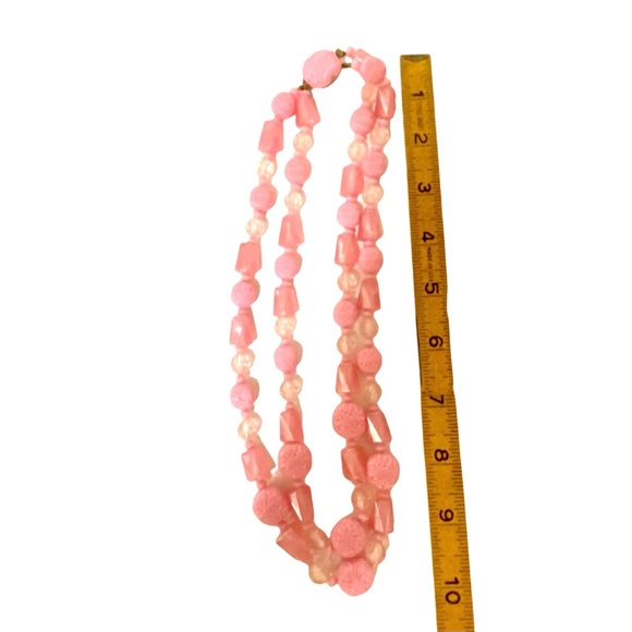 Sold/ 1950’s Double Strand Pink Beaded Necklace & Earring Set, Made in Austria - Picture 5 of 5